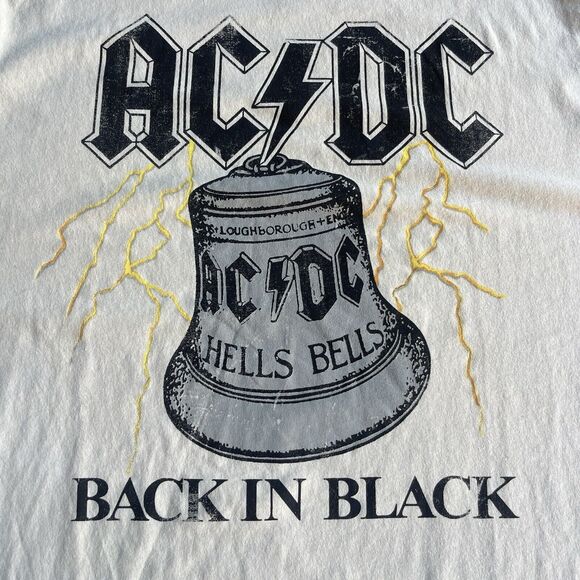 ACDC Shirt Men Extra Large XL Cream Band Tee Rock & Roll Angus Back in Black NEW - Picture 3 of 11